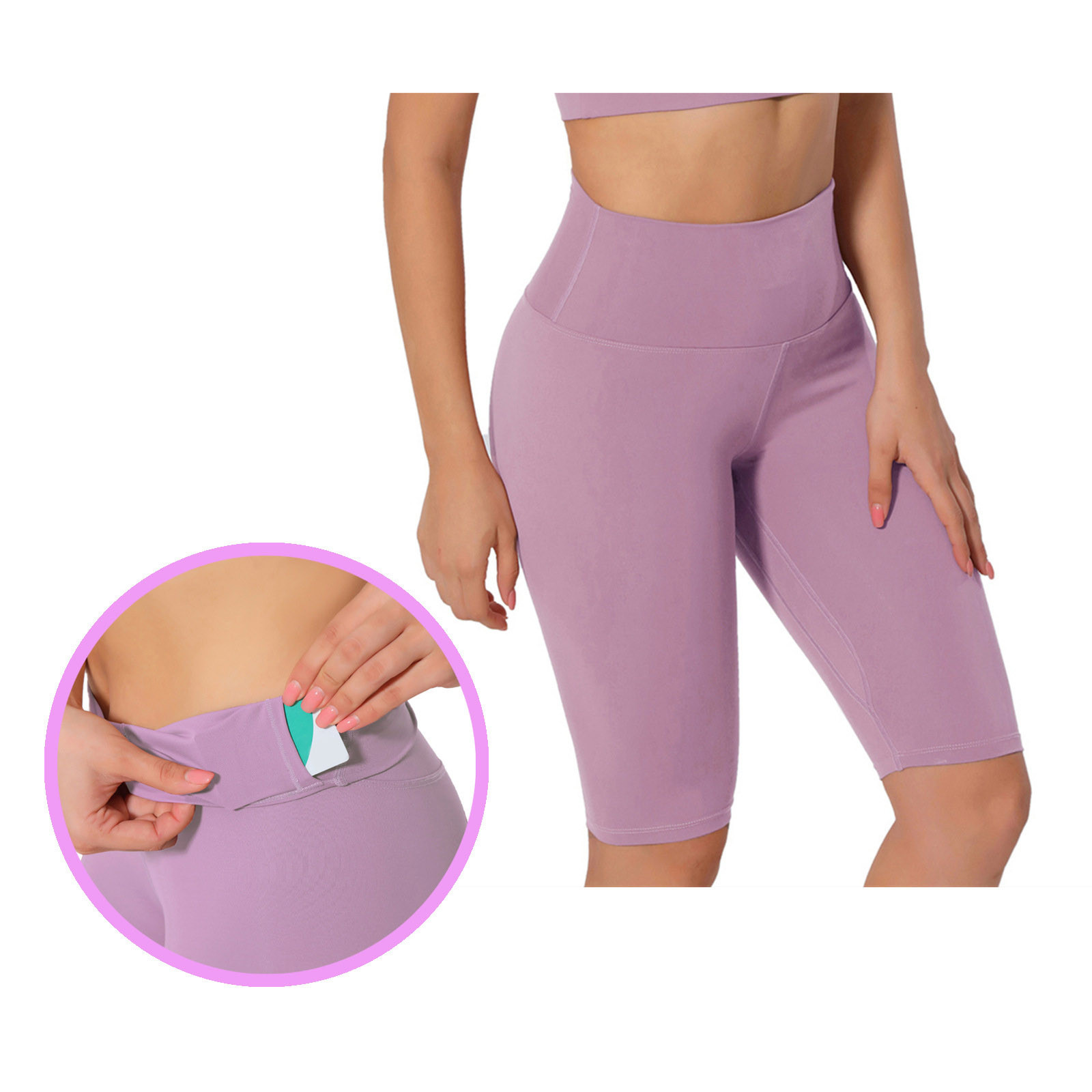 thumbnail image 3 of Leggings de cintura alta con cinco puntos para mujer: pantalones de fitness, running y yoga con bolsillos, 3 of 8